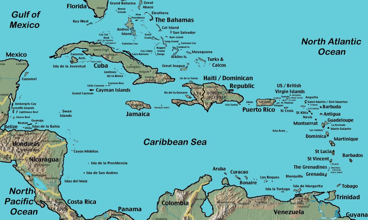 Kart over Belize caribbean
