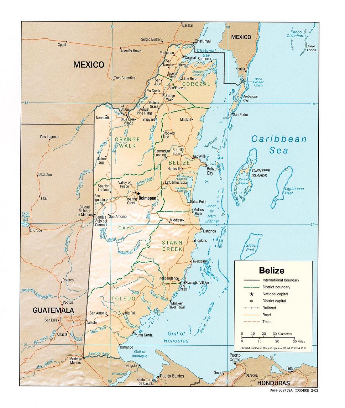 kart som viser Belize