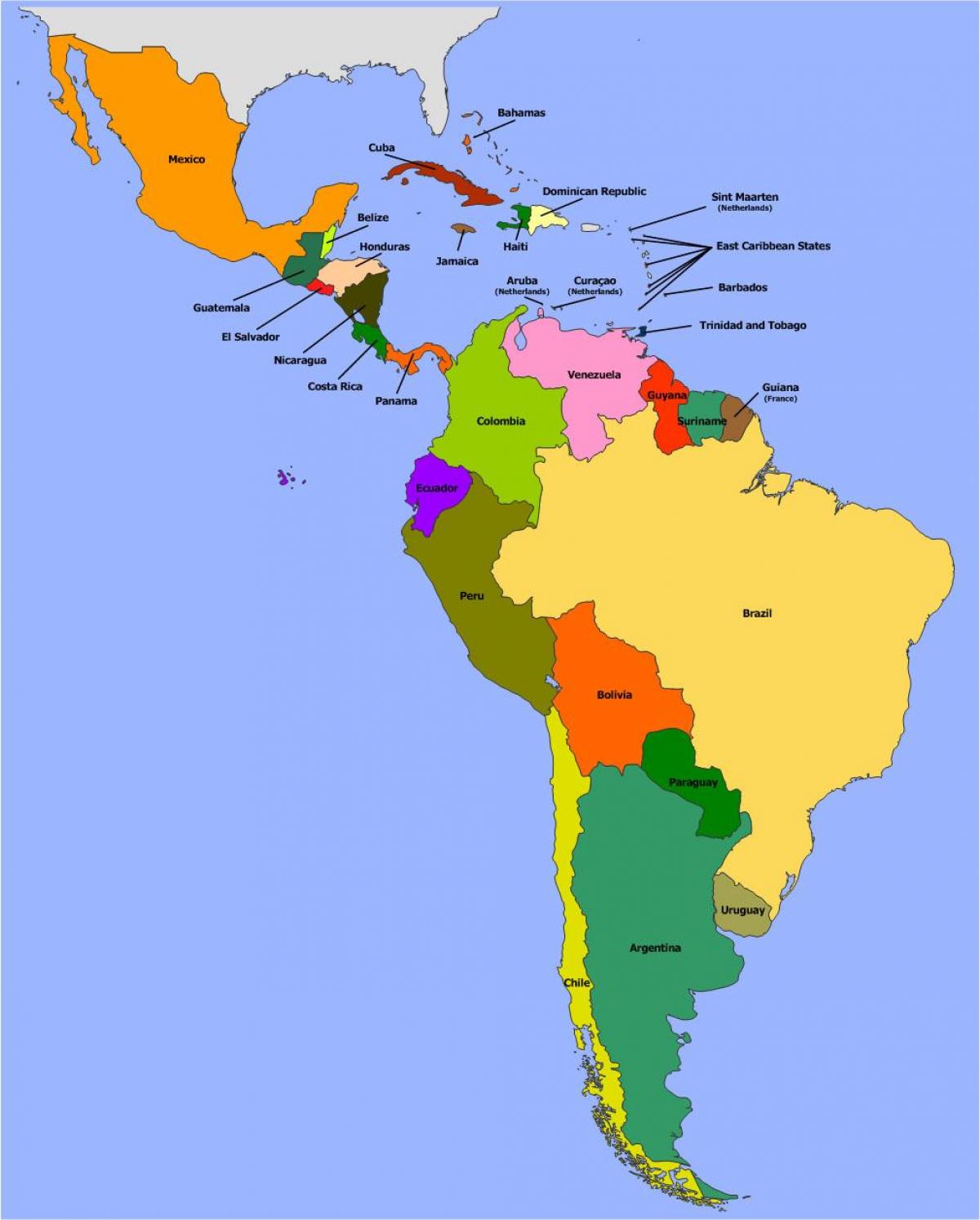 Kart over Belize sør-amerika
