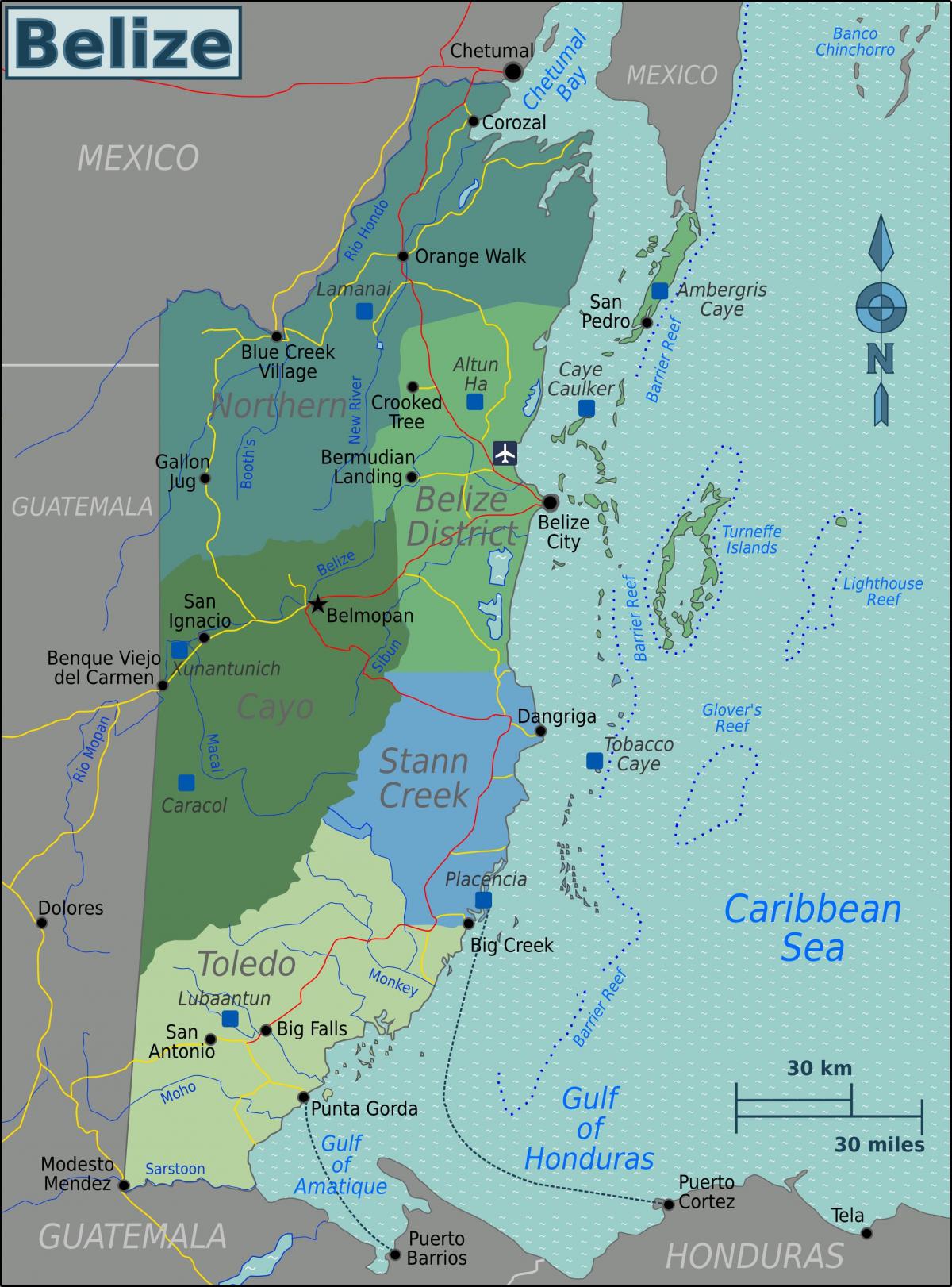 Kart over harvest caye Belize
