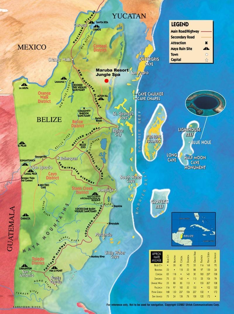 Kart av tobakk caye Belize