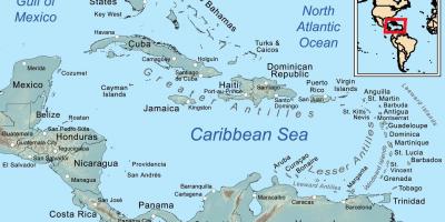 Kart over Belize og omkringliggende øyer